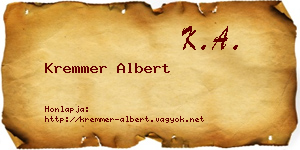 Kremmer Albert névjegykártya